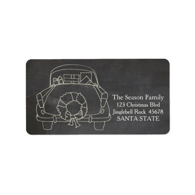 "Christmas car" chalkboard address label (Front)