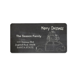 "Christmas car chalkboard Christmas  address label