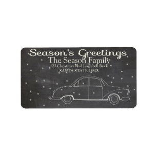 "Christmas car" chalkboard Season's Greetings Label
