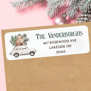 Christmas Car Custom Holiday Return Address Label 
