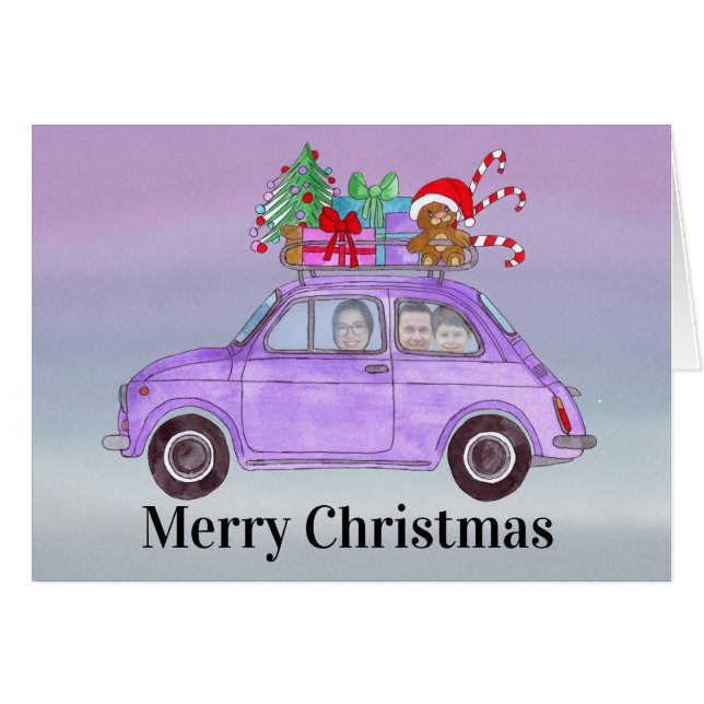 Christmas car customisable photo card (Front Horizontal)