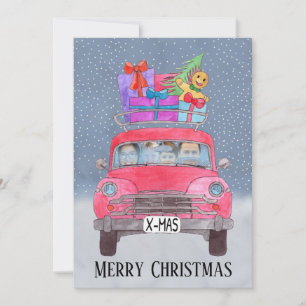 Christmas car customisable photo holiday card