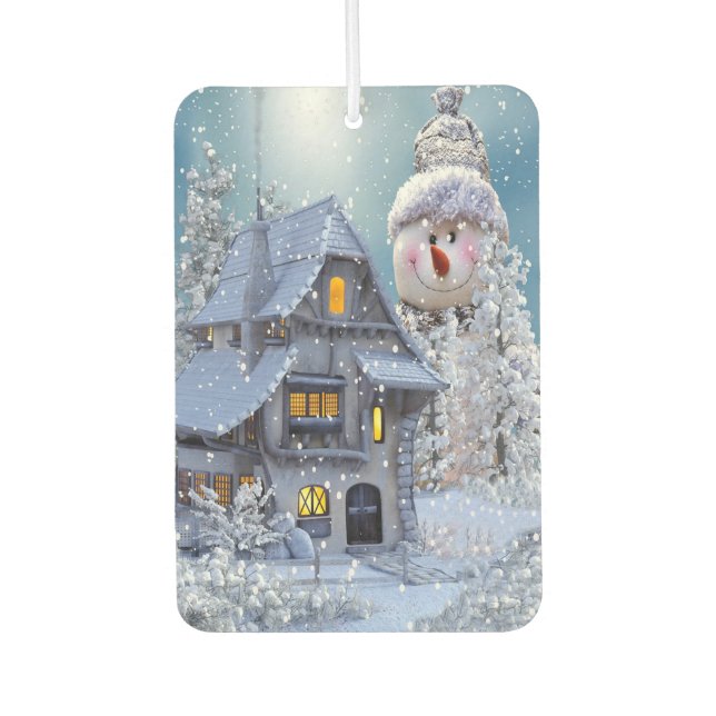 Christmas Car Decoration Winter White Snowman Blue Car Air Freshener (Front)