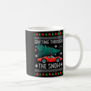 Christmas Car Drifting Through Snow Ugly Xmas Men  Coffee Mug