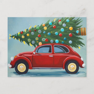 Christmas car postcard