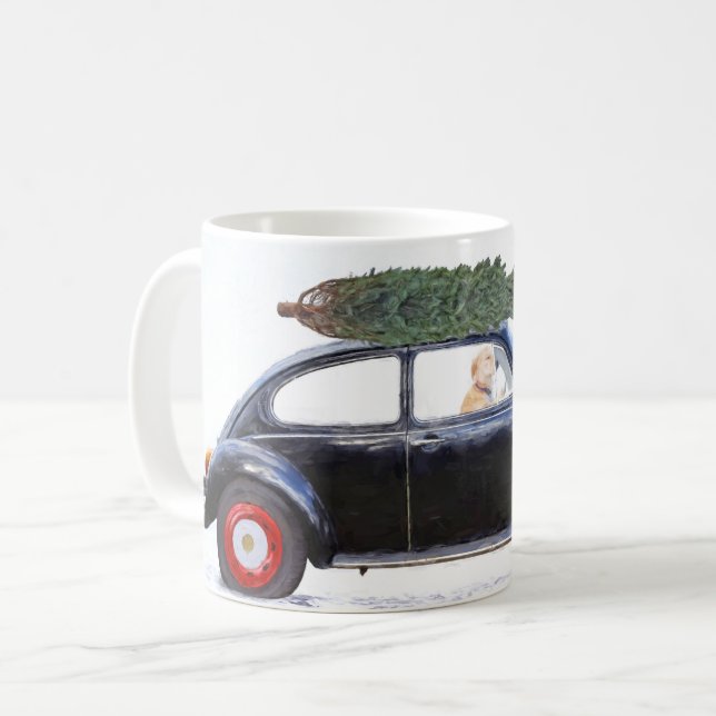 Christmas car with dog coffee mug (Front Left)