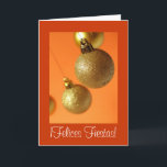 Christmas Card<br><div class="desc">Christmas card with golden spheres in orange background. It contains a typical greeting,  but it can be changed,  as well as the font type and its size.</div>