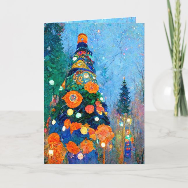 Christmas Card Alphonse Mucha stylised watercolor (Front)