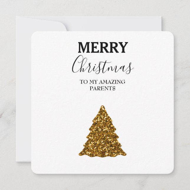 Christmas Card Amazing Parents - Glitter Xmas Tree (Front)