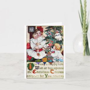 Christmas Card Antique Christmas Card Girls Dolls