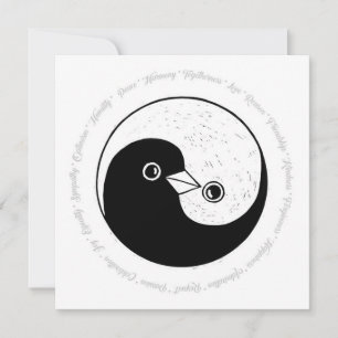 Christmas card b/w YinYang doves Peace & Harmony