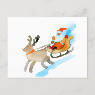 Christmas Card Best Wishes Santa Claus Rudolph Fe