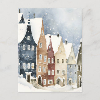 Christmas Card Best Wishes Winter Town Snow Feiert