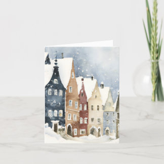 Christmas Card Best Wishes Winter Town Snow Feiert