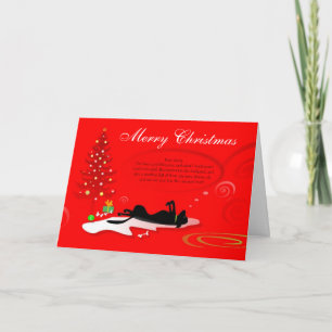 Christmas Card - Black Labrador Dog-Red