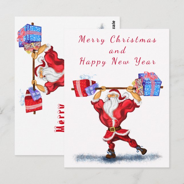 Christmas Card Bodybuilder Santa Fun (Front/Back)