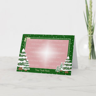 Christmas Card Border - Snowy Decorated Pine Trees