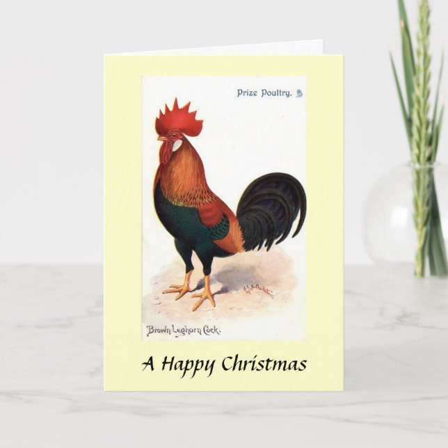 Christmas Card - Brown Leghorn Cock (Front)