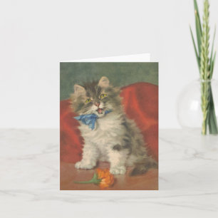 Christmas Card Cat Vintage