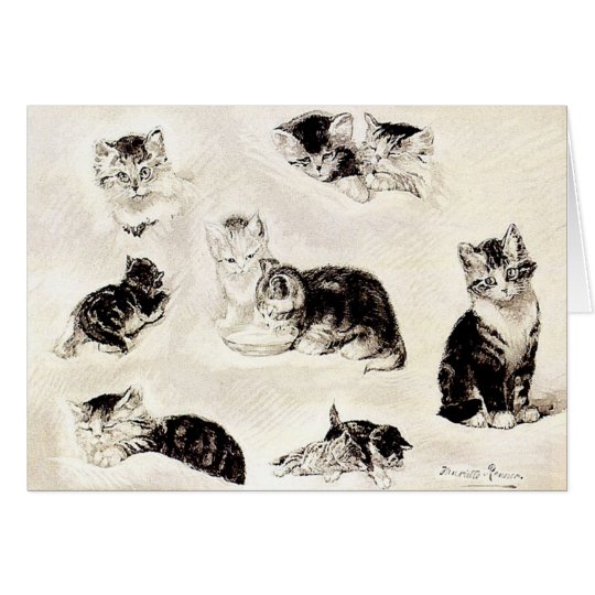 Christmas Card: "Cats Eating and Playing" Card