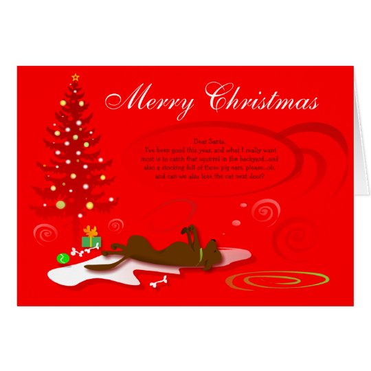 Christmas Card - Chocolate Labrador Dog - Red