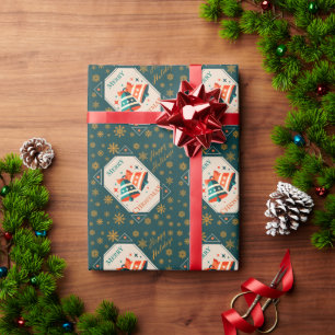 Christmas Card - Christmas Jingle Bells and Stars Wrapping Paper