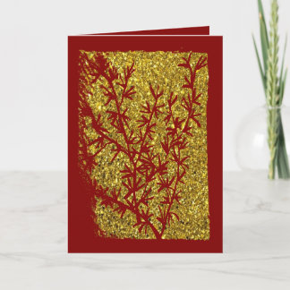 Christmas card Classic glitter and golden pine 