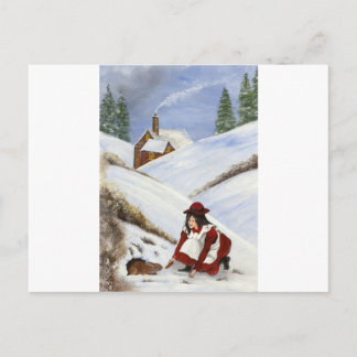 Christmas Card Cottage and Rabbit