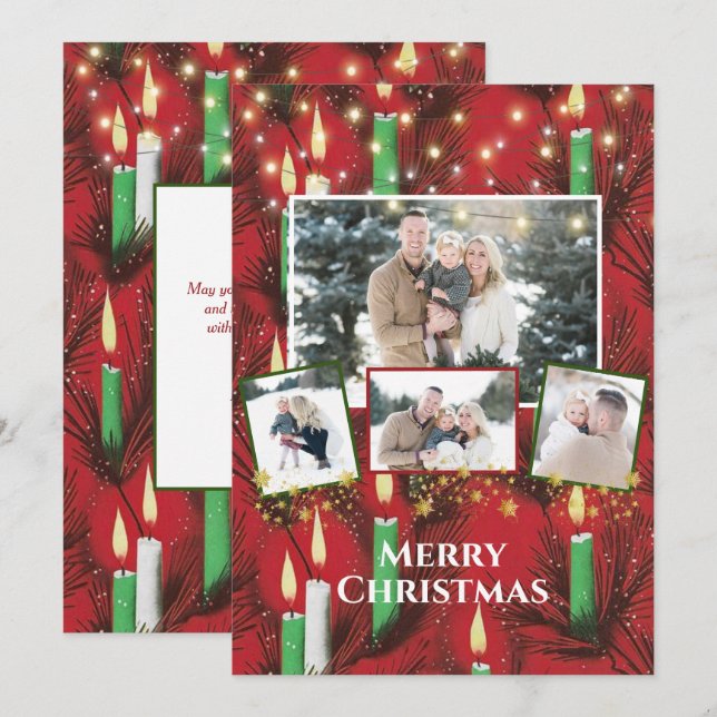  Christmas Card Custom Photo Vintage Background (Front/Back)