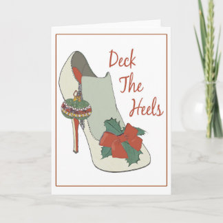 Christmas Card. Deck the Heels. Bauble shoe. Holiday Card