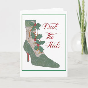 Christmas Card. Deck the Heels. Holly Boot Holiday Card
