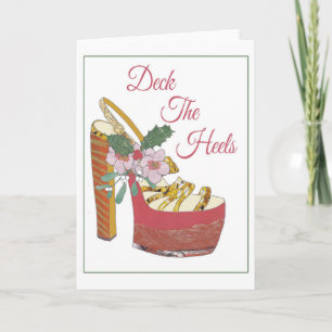 Christmas Card. Deck the Heels. Mistletoe shoe. Holiday Card