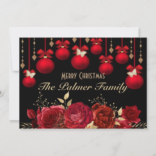 Christmas Card Elegant Gold and Red Design (Front)