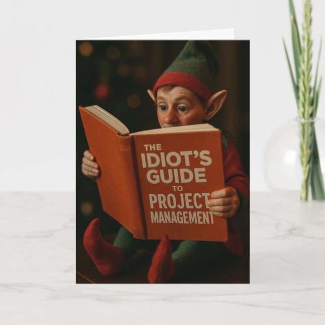 Christmas card elf 'Idiots Guide Site Management' (Front)