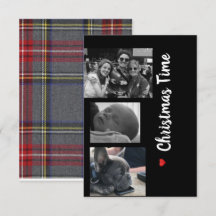 Christmas card family black and white 