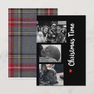 Christmas card family black and white 