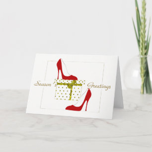 CHRISTMAS CARD, FASHION RED SHOES GREETINGS HOLIDAY CARD