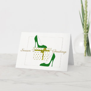 CHRISTMAS CARD FASHIONISTS, GREEN SHOE GREETINGS