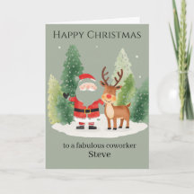 Christmas Card for a Coworker – Santa and Reindeer
