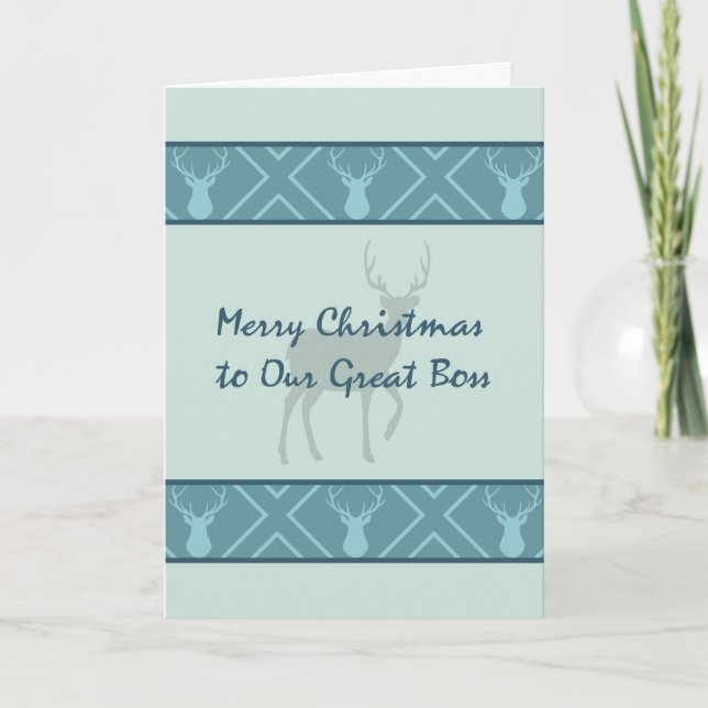 Christmas Card for a Great Boss in Teal (Front)