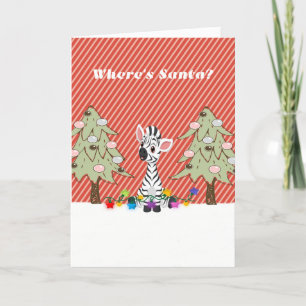 Christmas Card for Child with Baby Zebra & Trees