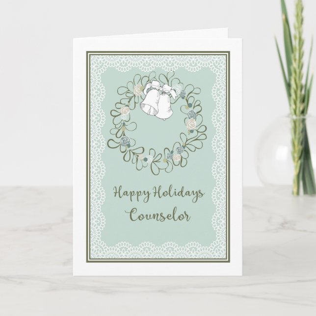 Christmas Card for Counsellor Bells and Wreath (Front)