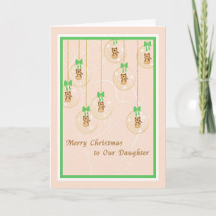 Christmas Card for Daughter, Ornaments & Kittens