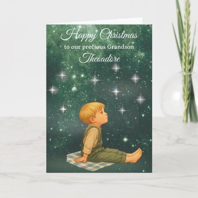 Christmas Card for Grandson – Starry Night  (Front)