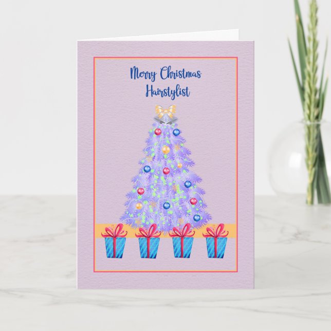 Christmas Card for Hairstylist Lavender Tree (Front)