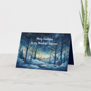 Christmas Card for Husband Wooded Snow Scenic