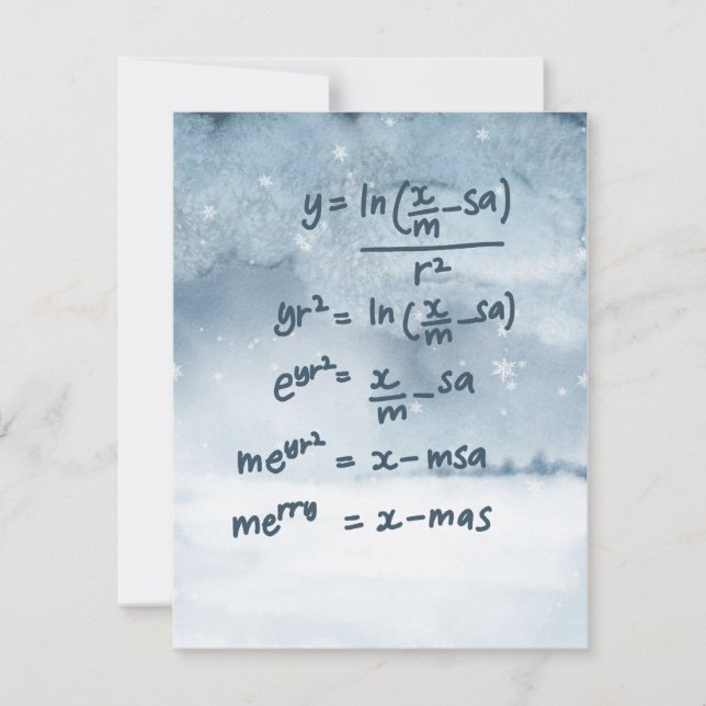 Christmas card for mathematician (snowy scene) (Front)