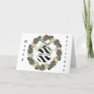 Christmas Card for Mum & Dad Wreath & Bulb
