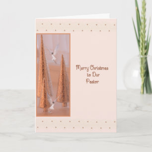 Christmas Card for Pastor in Gold with Angels