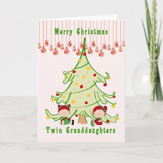 Christmas Card for Twin Granddaughters | Zazzle.co.uk